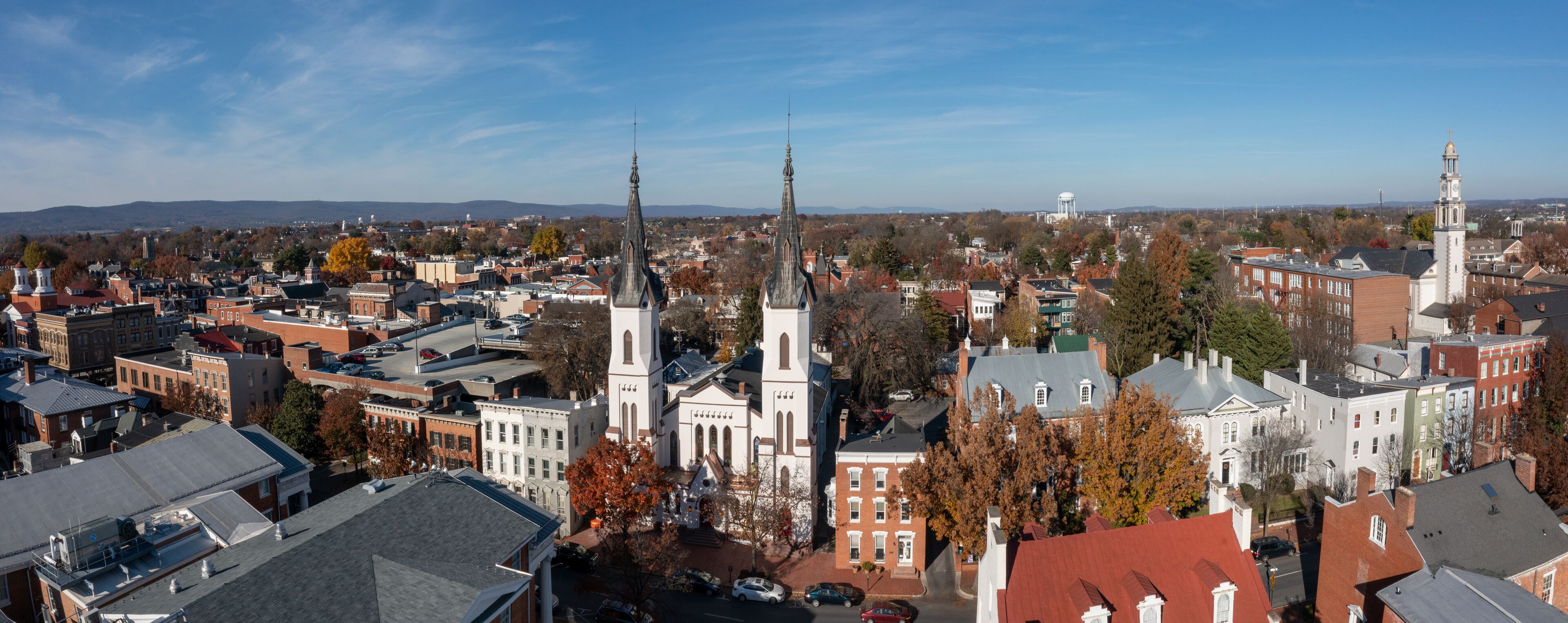 Frederick Maryland daytime aerial cityscape