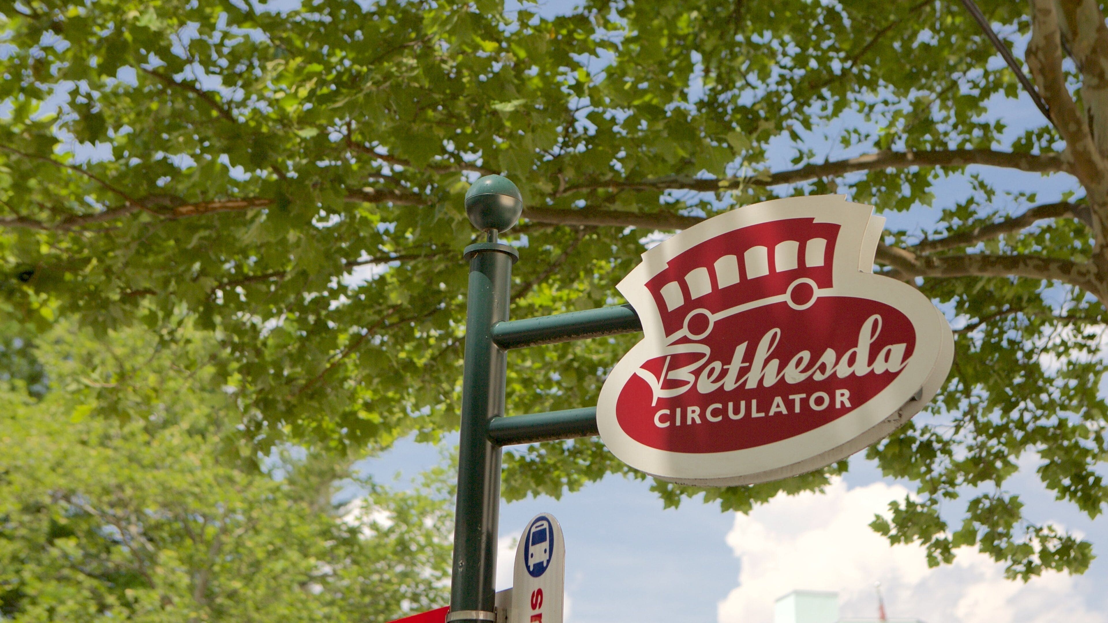 A sign for the Bethesda Circulator with a bus symbol.