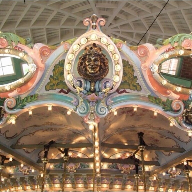 Ornate details of Glen Echo carousel.