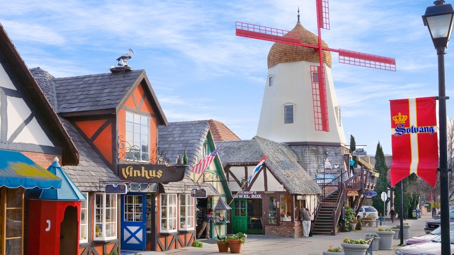 Santa Ynez Valley featuring street scenes, shopping and a windmill