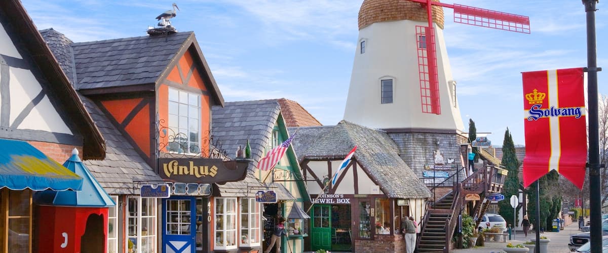 Santa Ynez Valley featuring street scenes, shopping and a windmill