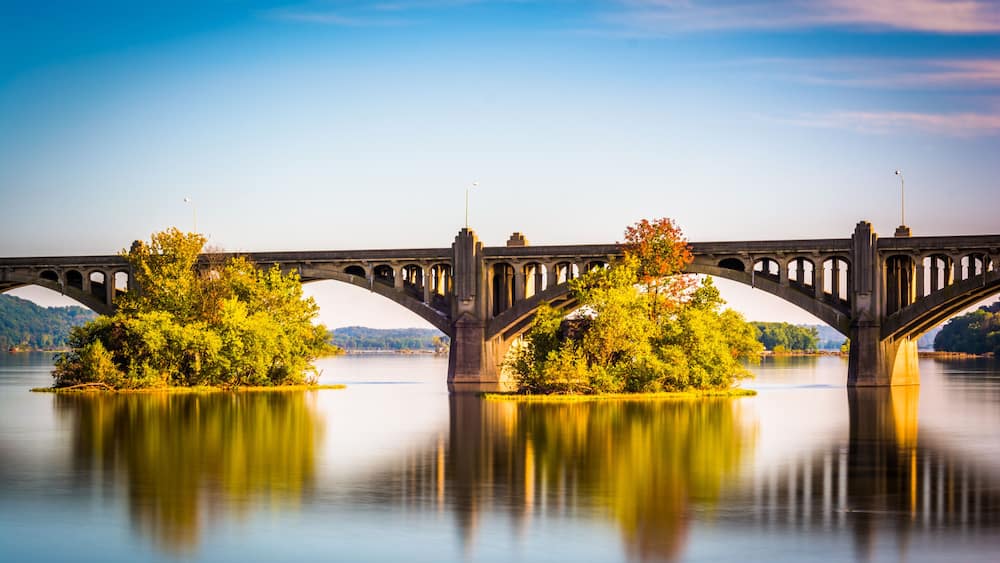 Long exposure of the Veterans Memorial Bridge over the Susquehan
