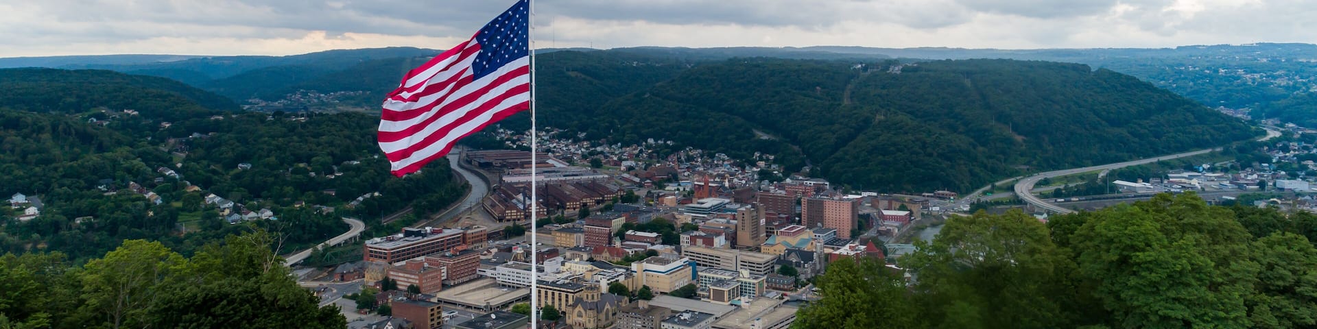 Flag over Johnstown, PA USA