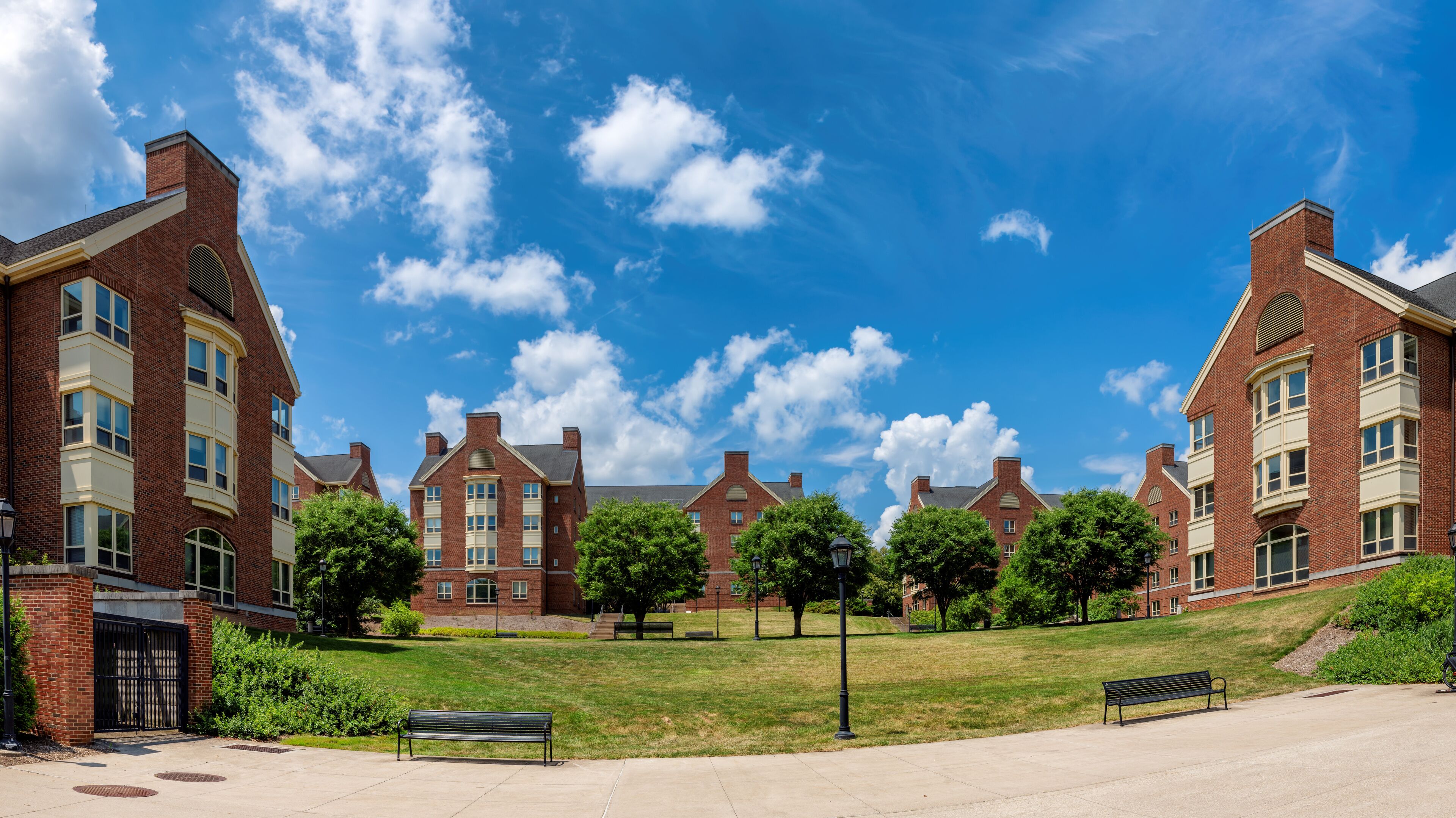 Panoramic view of the campus of Penn State University in sunny summer day, State College, Pennsylvania, USA.
