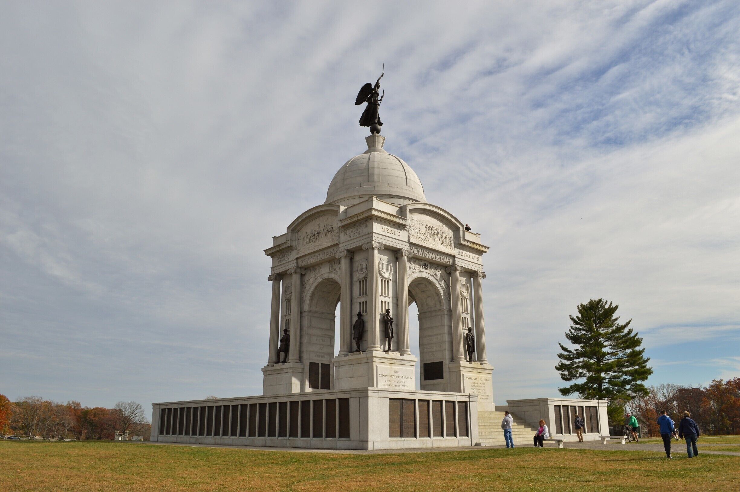 The Gettysburg Battlefield is the area of the July 1–3, 1863, military engagements of the Battle of Gettysburg within and around the borough of Gettysburg, Pennsylvania. Locations of military engagements extend from the 4-acre  site at Knoxlyn Ridge on the west of the borough, to East Cavalry Field on the east. A military engagement prior to the battle was conducted at the Gettysburg Railroad trestle over Rock Creek, which was burned on June 27