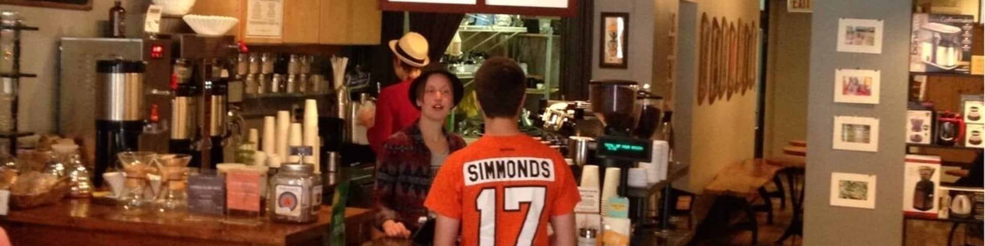 Square One Coffee could easily become one if my favorite coffee houses. Great latte (ranks up there with Hyperian in Fredericksburg VA). Cool looking wooden furniture, comfortable layout, and friendly knowledgable staff and baristas. In the area, it is a must try if your a coffee snob like me.