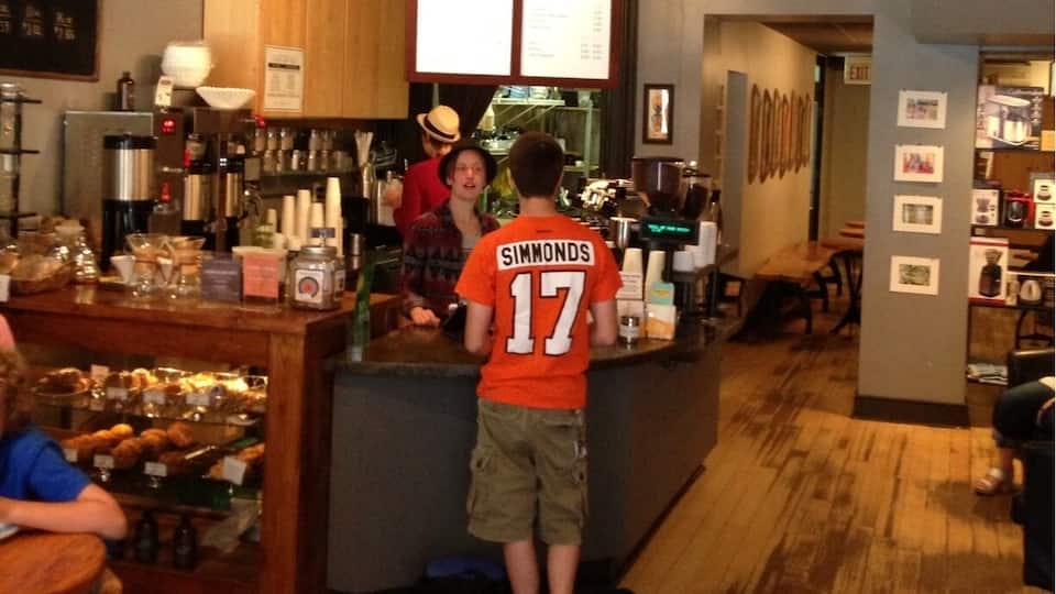 Square One Coffee could easily become one if my favorite coffee houses. Great latte (ranks up there with Hyperian in Fredericksburg VA). Cool looking wooden furniture, comfortable layout, and friendly knowledgable staff and baristas. In the area, it is a must try if your a coffee snob like me.