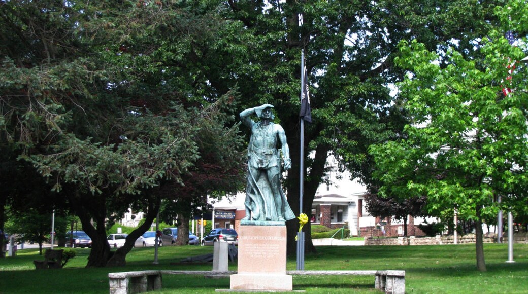 Hazleton showing a statue or sculpture and a park