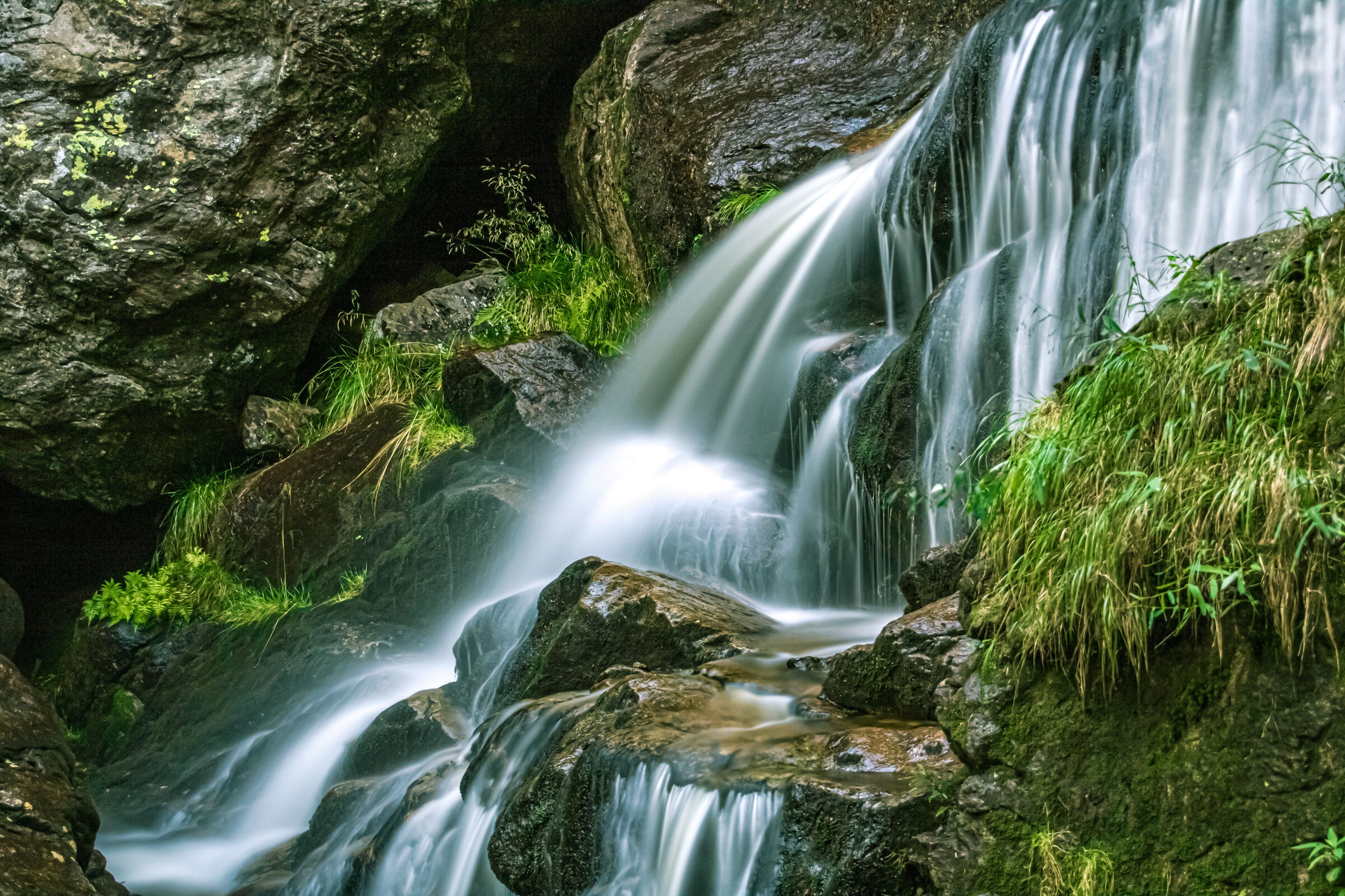 The famous Risslochf√§lle with silky water effect near Bodenmais, Bavarian forest, Bavaria, Germany