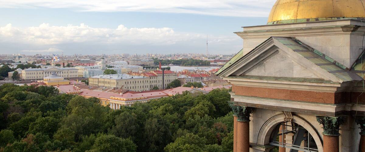 St. Isaac\'s Cathedral featuring a church or cathedral and a city