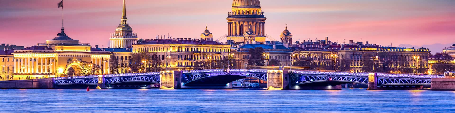 Saint Isaac's Cathedral, Panorama of St. Petersburg at the summer sunset, Russia is the largest Russian Orthodox cathedral, St. Petersburg architecture, Saint Petersburg, Russia Federation.
