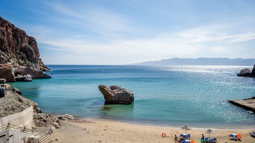 Houcima beach and waves and rocks