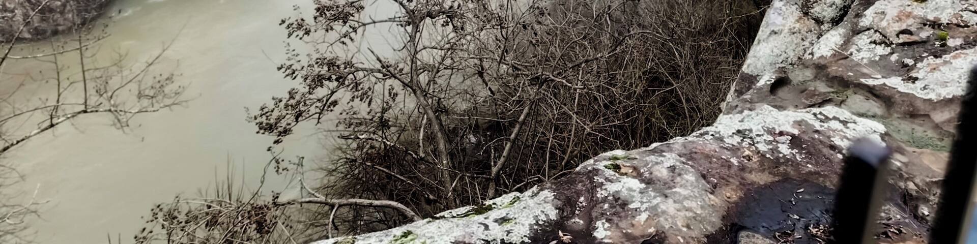 Lots of water recently has made this waterfall in Alabama overflow!! Great hike under and behind the falls as well.