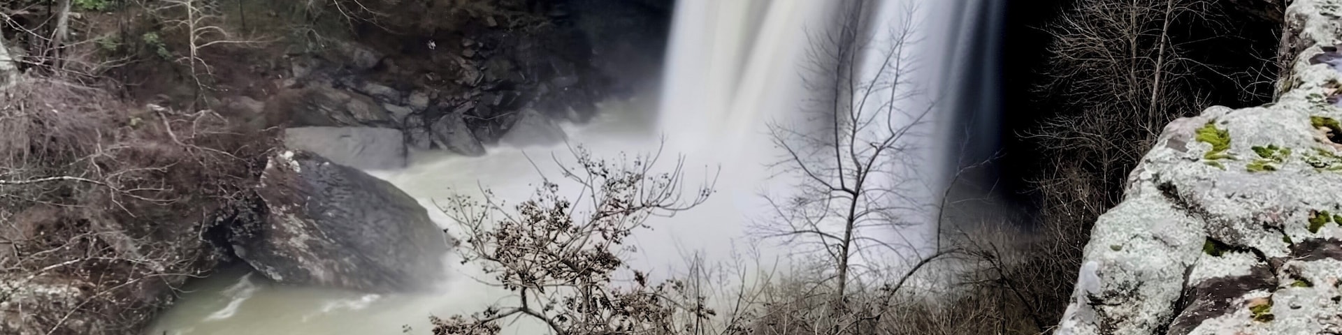 Lots of water recently has made this waterfall in Alabama overflow!! Great hike under and behind the falls as well.