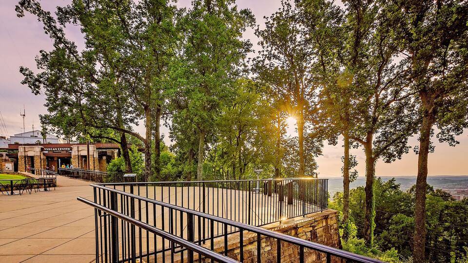 Scenic overlook at Vulcan Park in Birmingham Alabama, scenic overlook at sunset