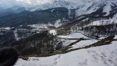 Krasnaya Polyana from a bus window.