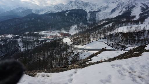 Krasnaya Polyana from a bus window.