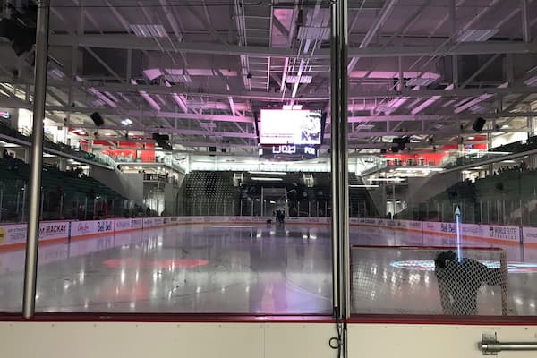 Getting ready for a hockey game.