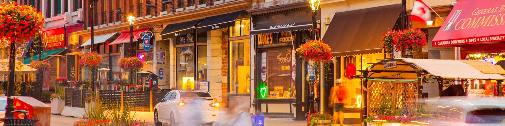 Kingston which includes a city, night scenes and street scenes