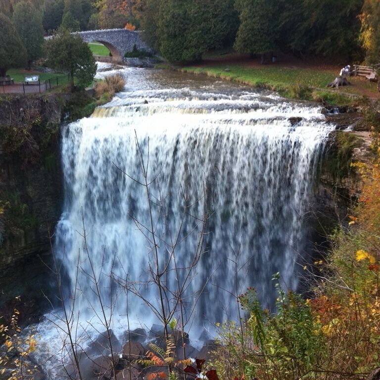 Webster's Falls is a 22 metre high classical curtain/ plunge waterfall found in the Spencer Gorge Wilderness Area in Greensville, Ontario, Canada