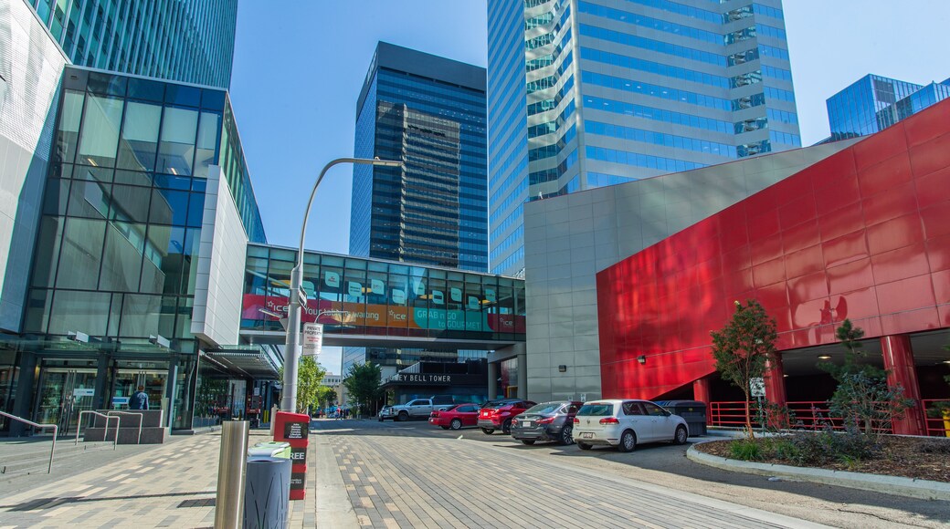 Downtown Edmonton showing a city and a skyscraper