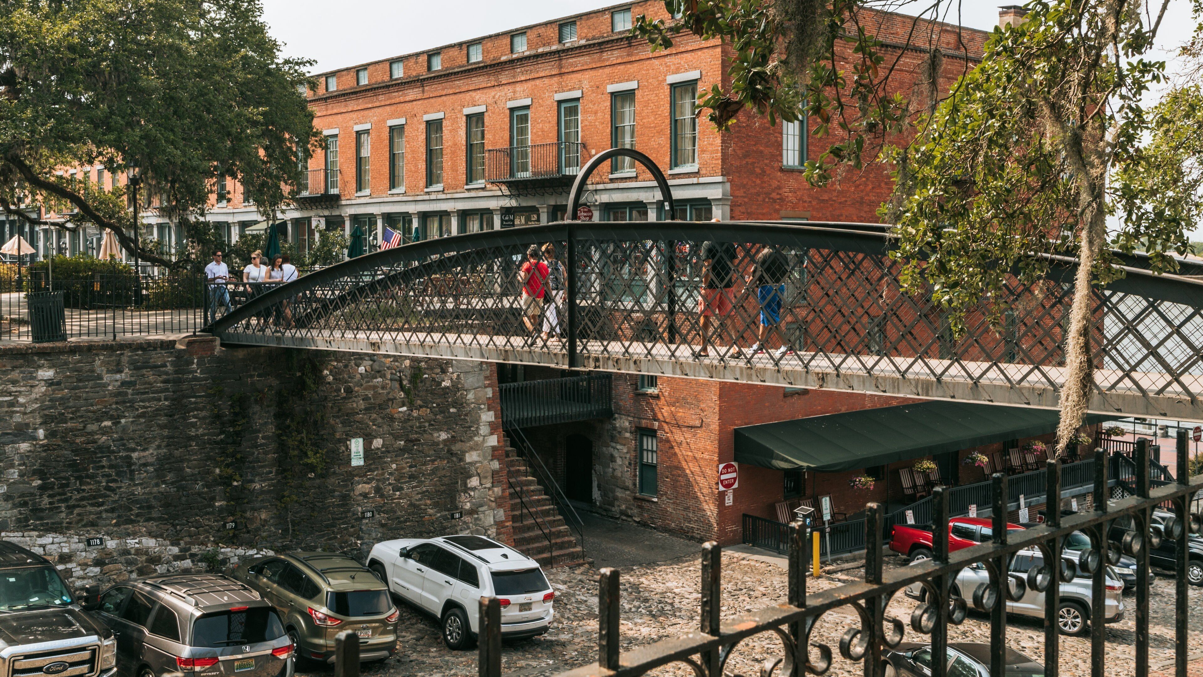 Historic Downtown Savannah which includes a bridge