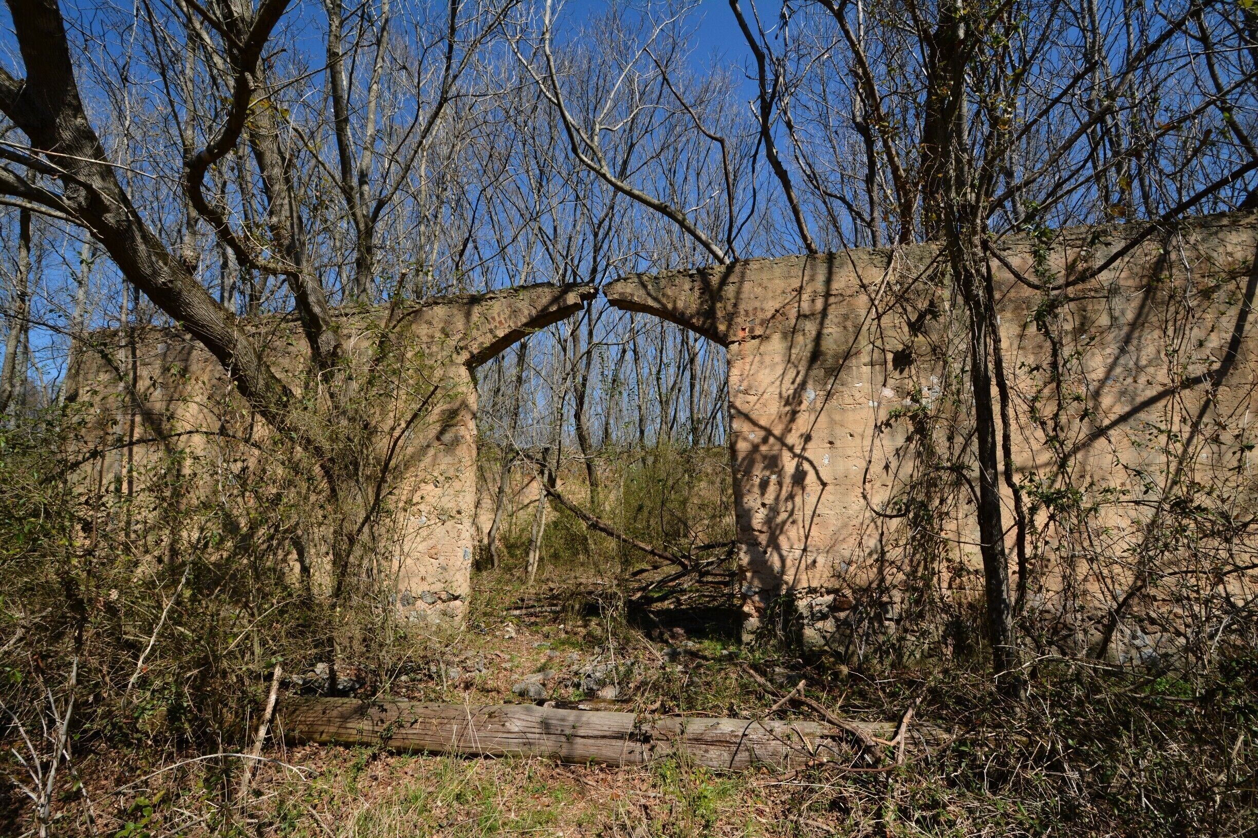 Ruins of cotton warehouse near Cass Station. 