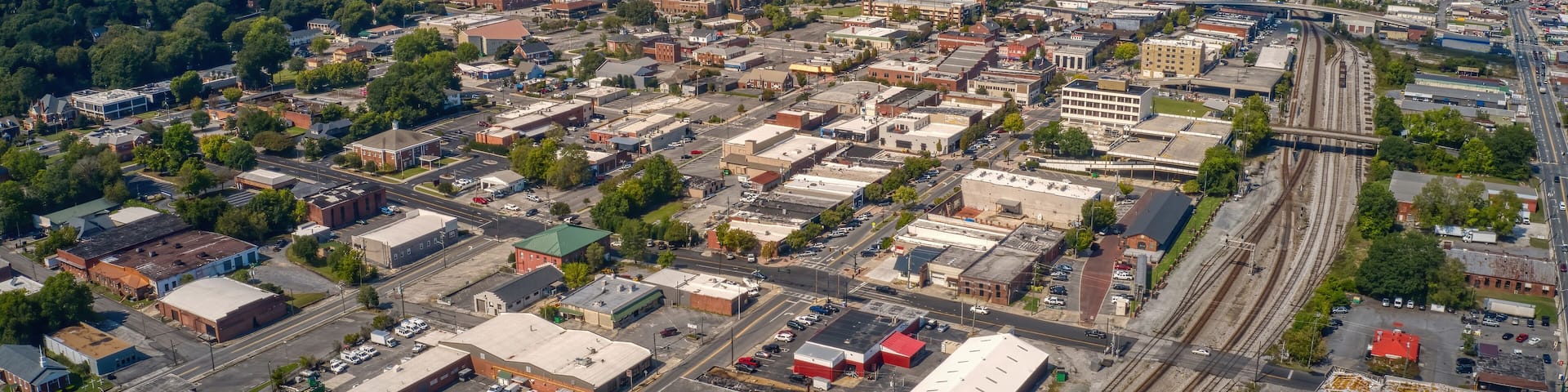 Aerial View of Downtown of Dalton, Georgia during Summer