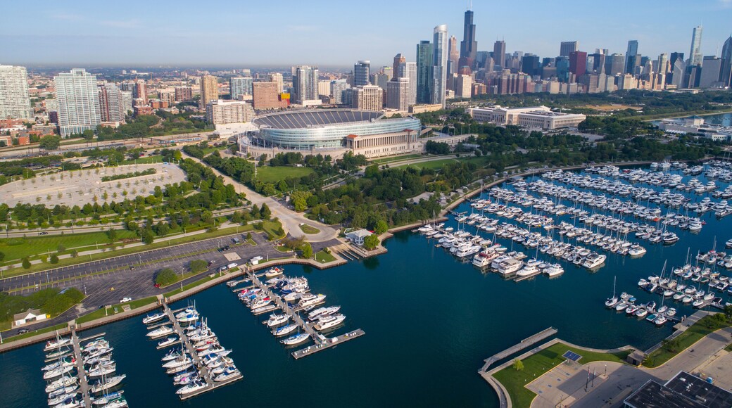 Aerial wide shot of Chicago