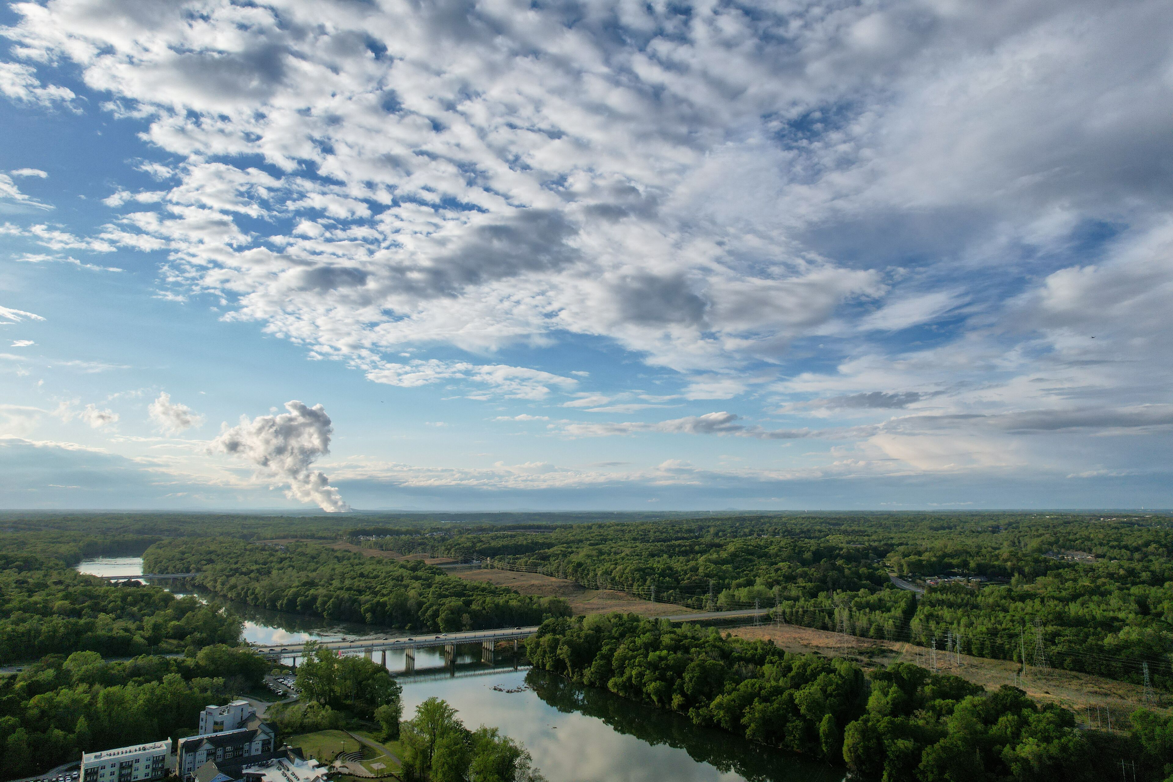 Dramatic clouds croos the sky over the Catawba River in Rock Hill, SC