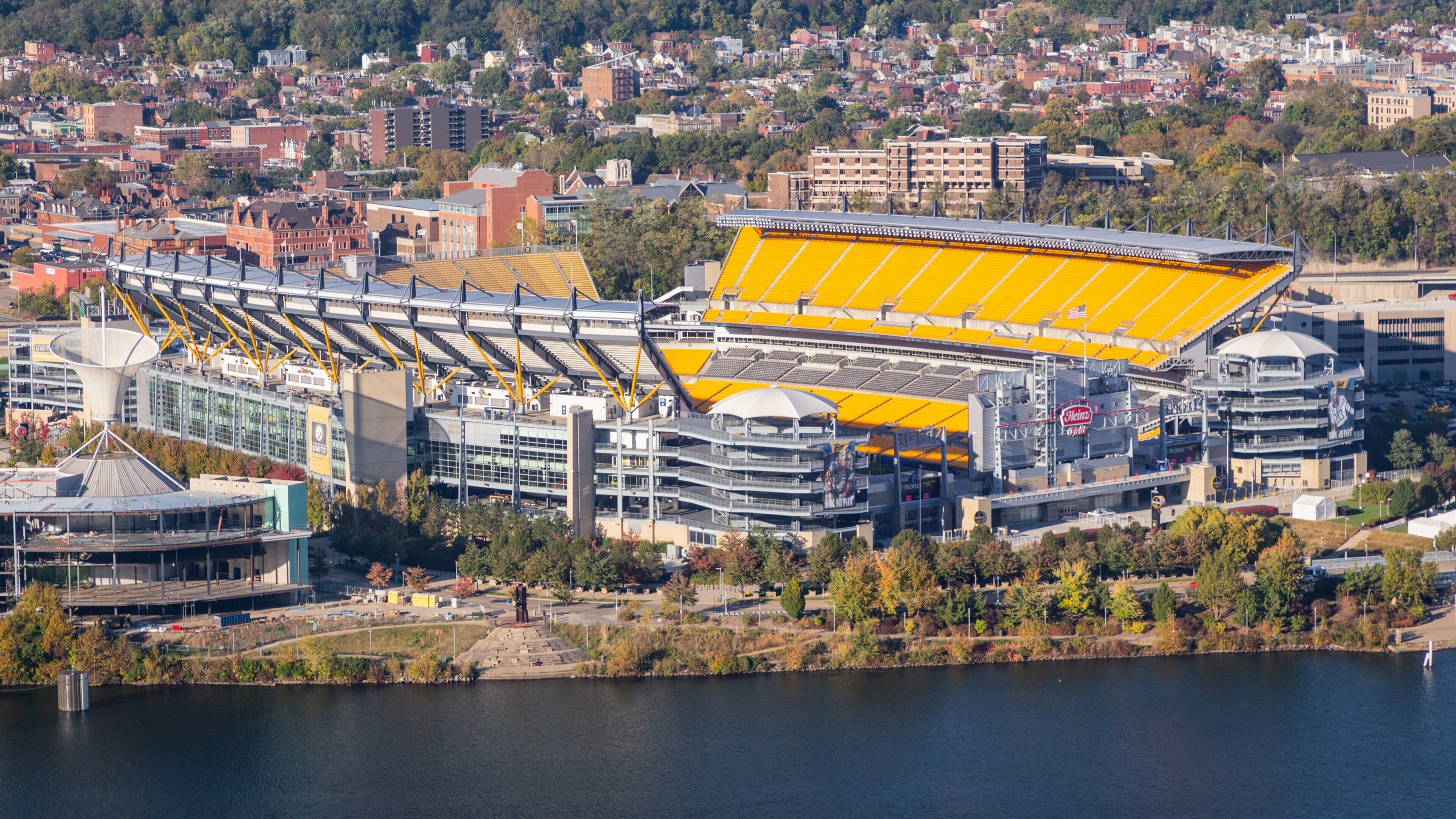 Heinz Field showing a lake or waterhole and landscape views