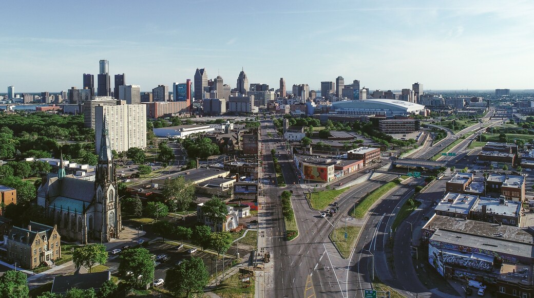Detroity City Skyline with Gratiot Avenue