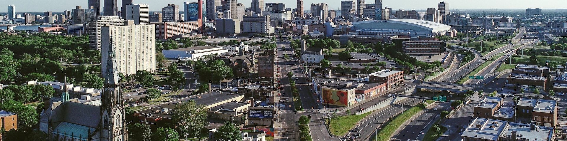 Detroity City Skyline with Gratiot Avenue