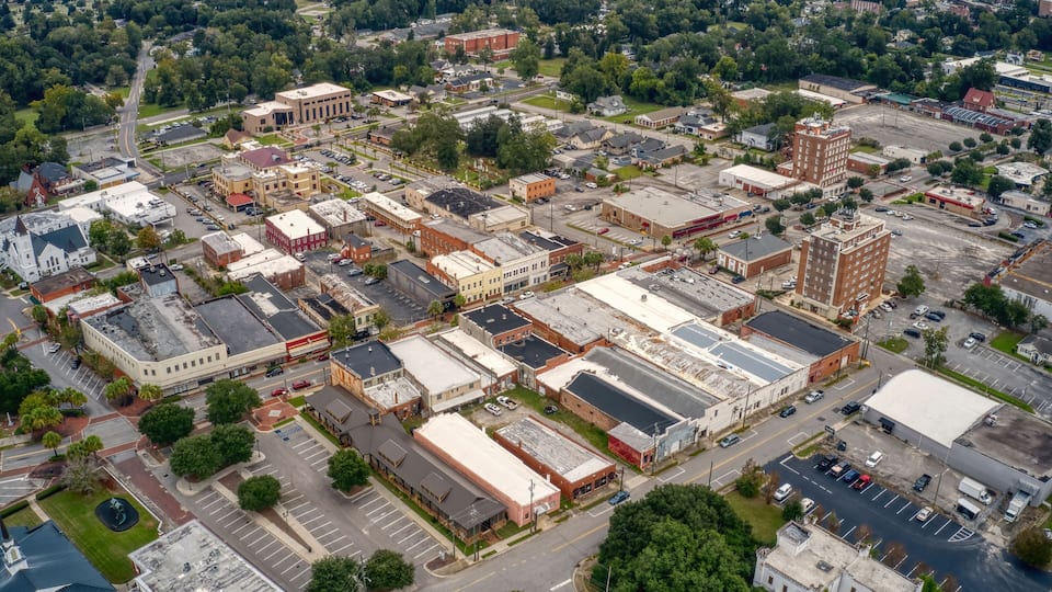 Aerial View of Downtown Orangeburg, South Carolina