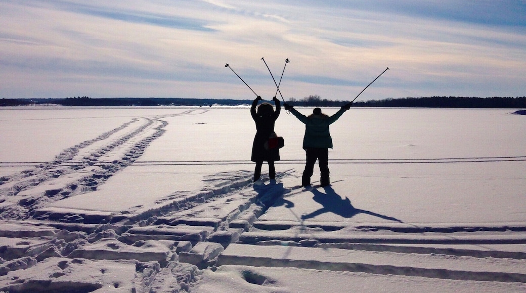 The winter sun, the sky, the frozen river beneath us. This is our home and native land. #canada #travel #snow