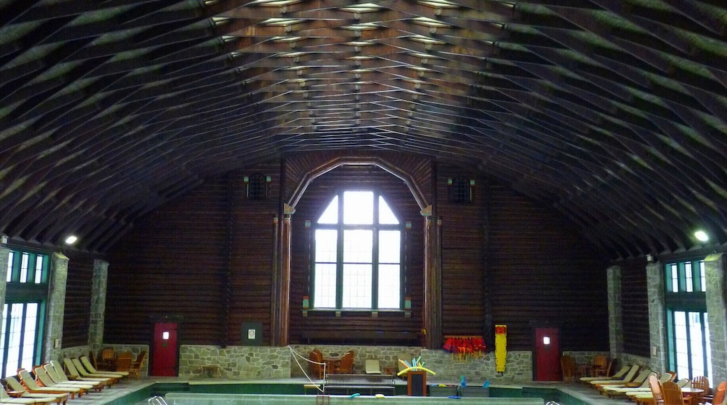 The beautiful pool at the spa at the Chateau Montebello. The luxury hotel is known as the world's largest log cabin. I went to the spa on a Monday, and had the pool all to myself! #waterlust