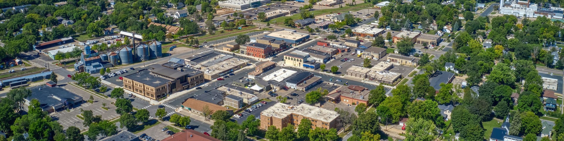 Aerial View of the small Exurb of Farmington, Minnesota
