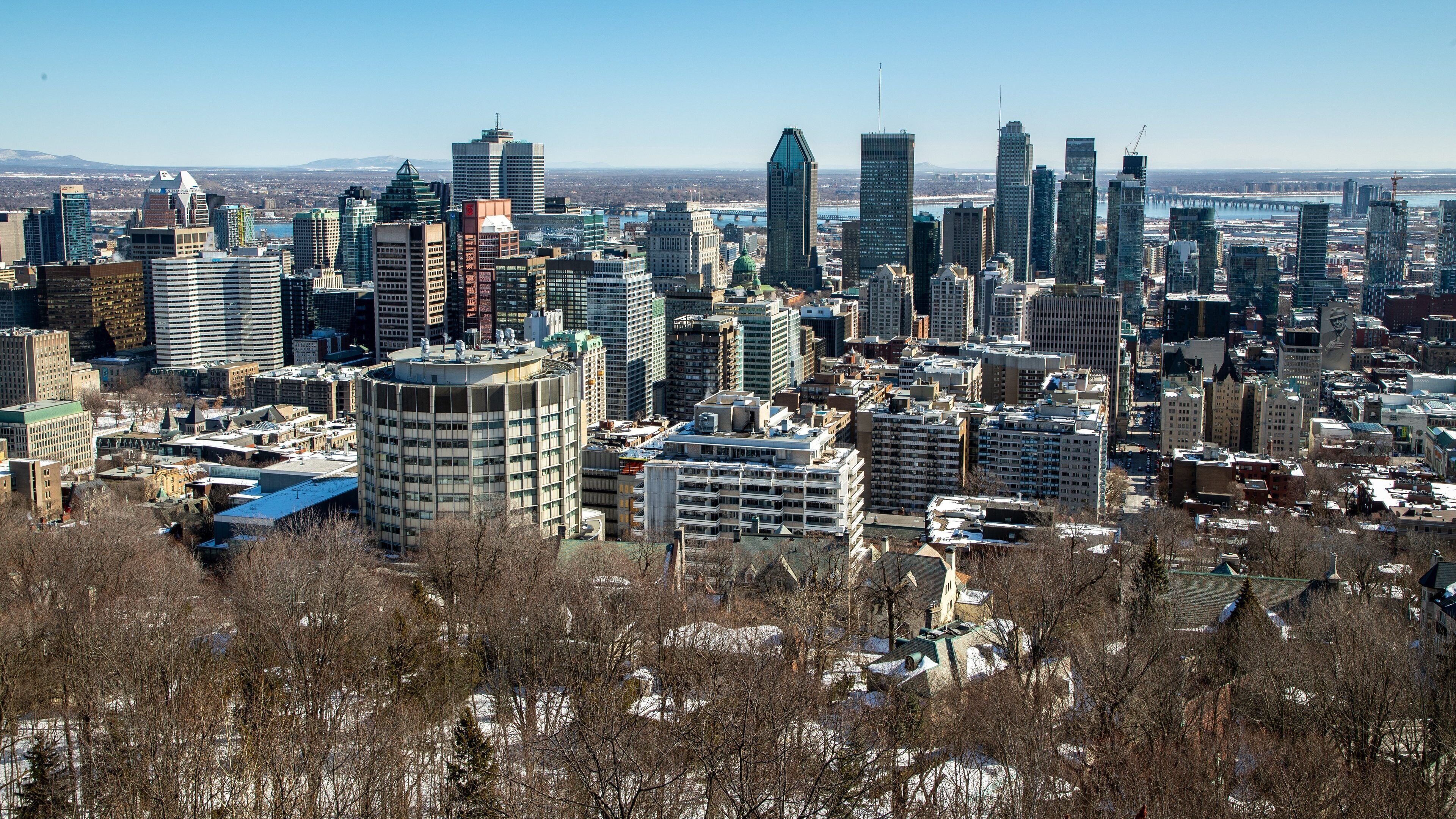 Downtown Montreal which includes landscape views and a city