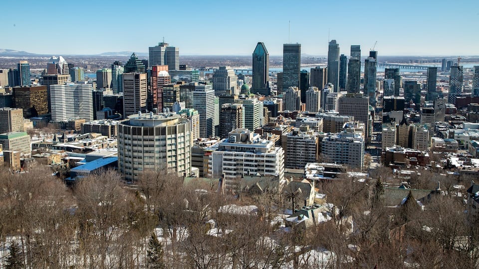 Downtown Montreal which includes landscape views and a city