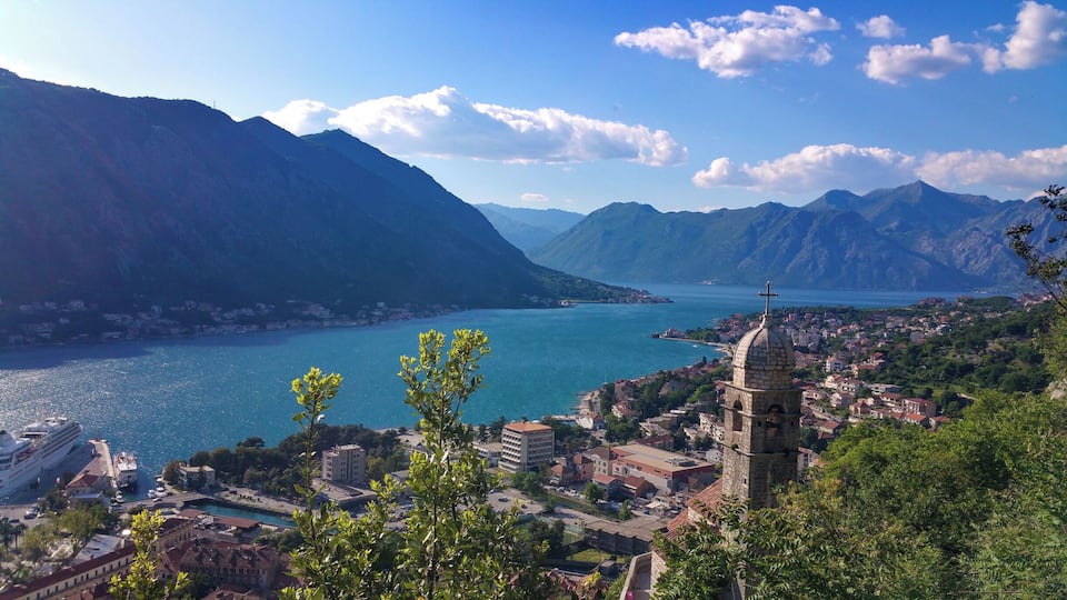 View of Bay of Kotor from the trail up St. John fortress.