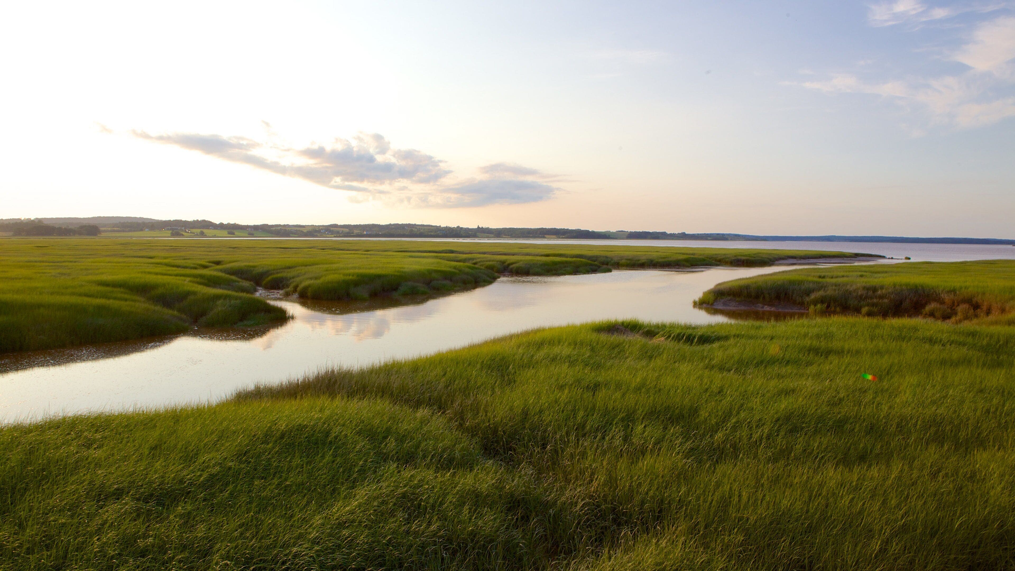Wolfville showing landscape views and a river or creek