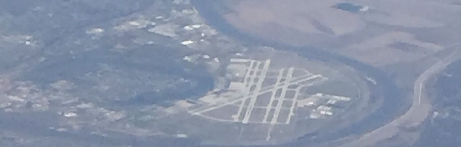 Eppley airfield near Omaha. River Missouri snakes past the airfield!