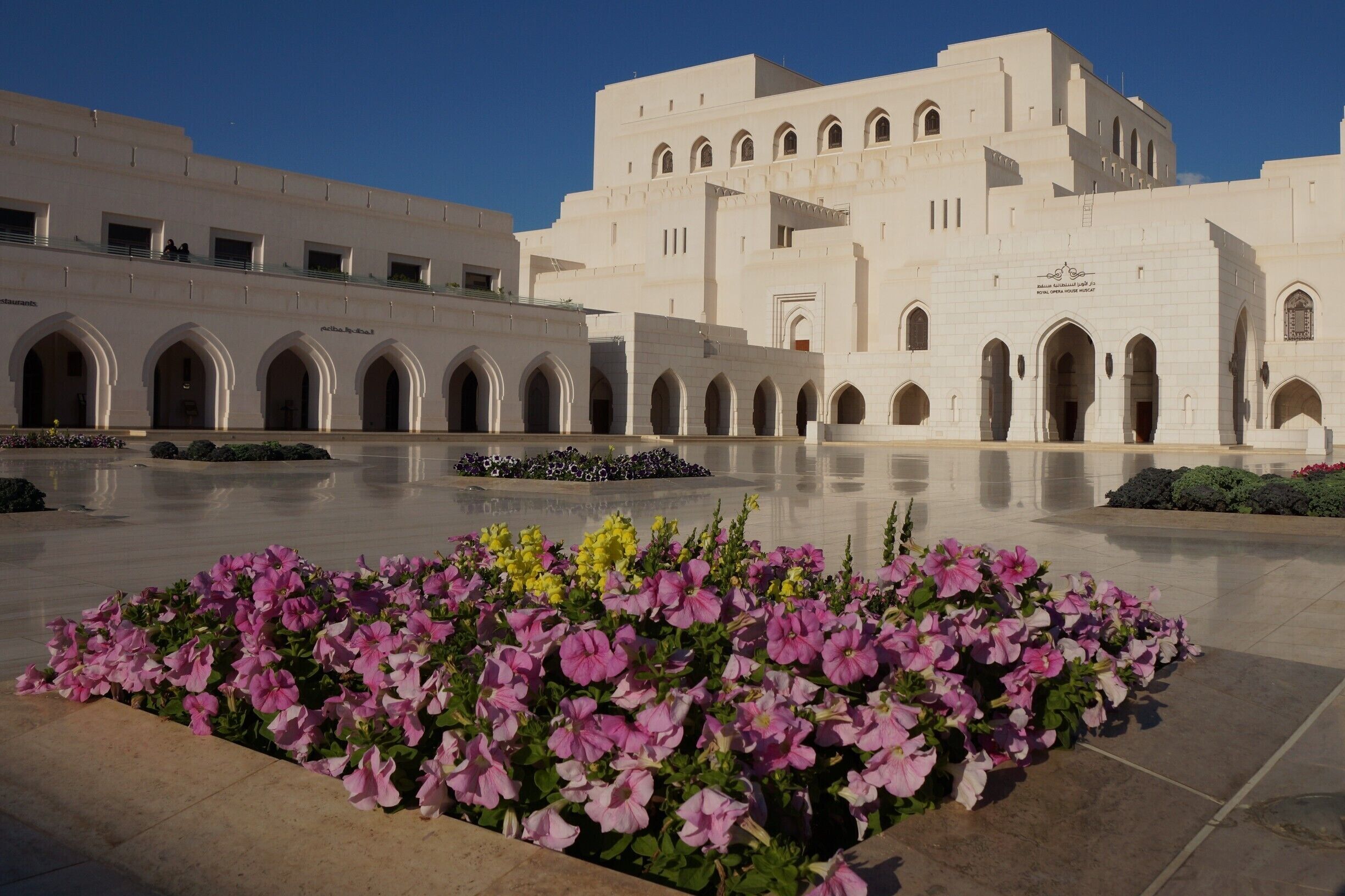 Opened in October 2011 with Franco Zefferelli's Turandot, the Royal Opera House Muscat is the only venue of it's kind in the region.  The foyer is stunning and much of the work has been done by hand. Tours of the front of house areas can be booked through the box office and the programmed season runs from September to end of May every year.  See what's on at  
http://www.rohmuscat.org.om/
