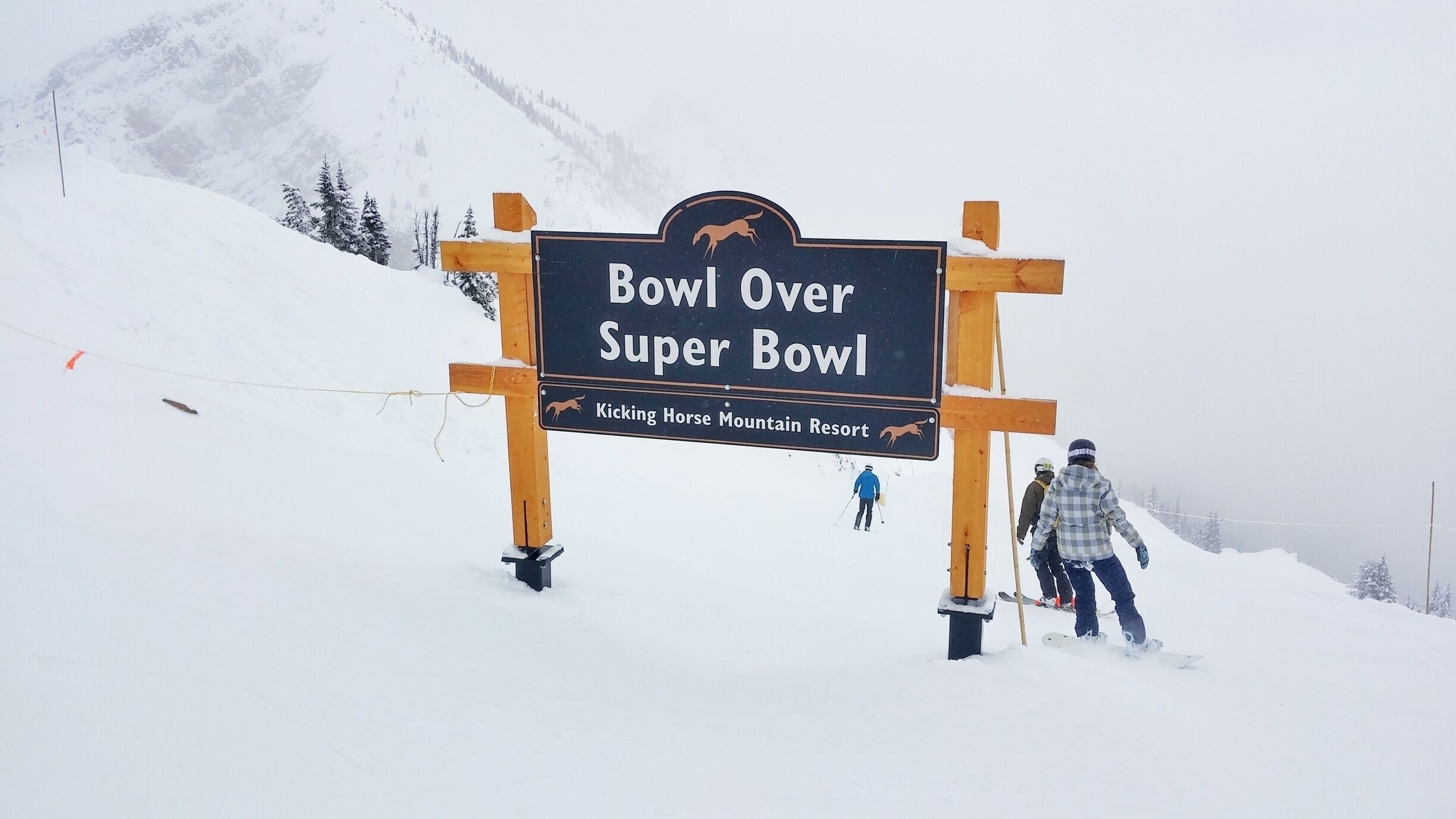 The entrance to one of the snowboard trails atop Eagles Peek