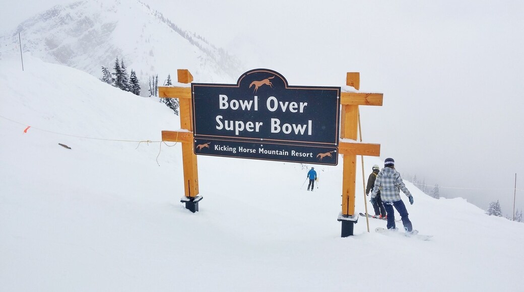 The entrance to one of the snowboard trails atop Eagles Peek