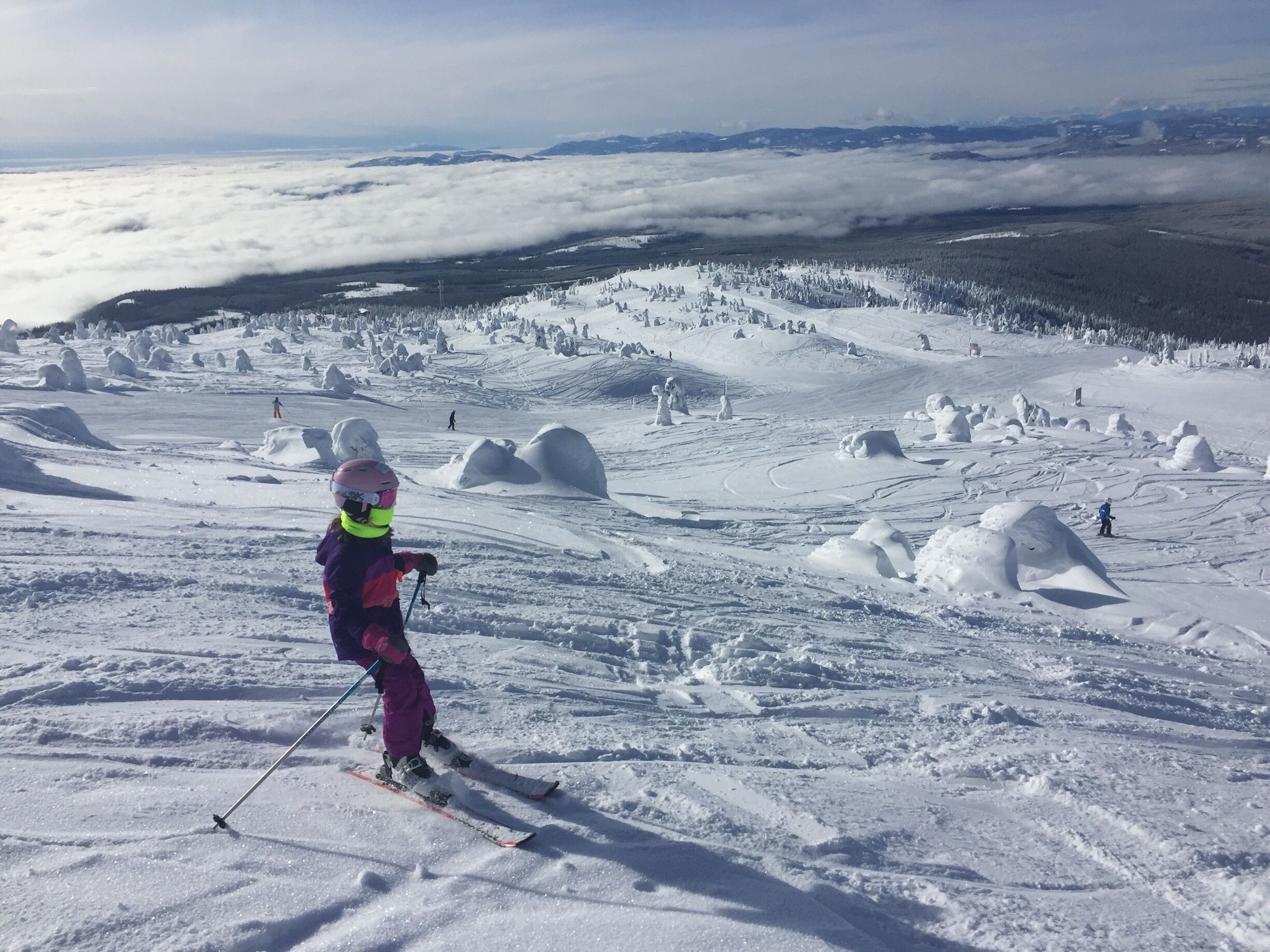 Super fun family skiing among the "snow ghosts" of Big White. 