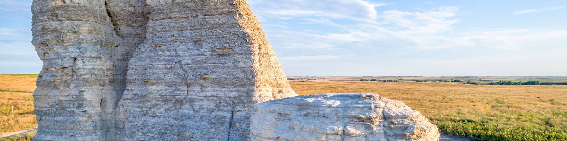 Castle Rock in Kansas prairie -aerial view