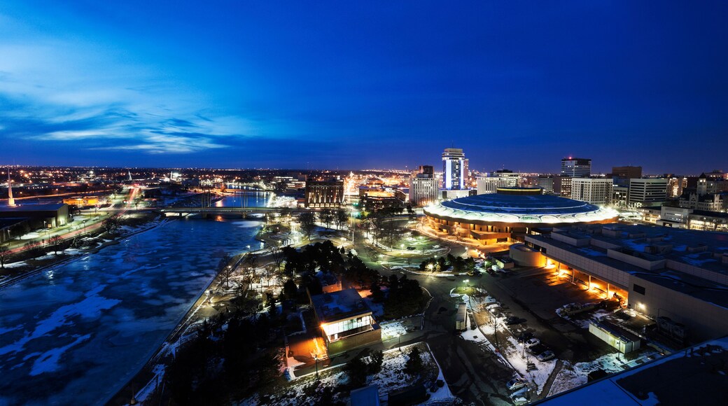 Elevated cityscape at night