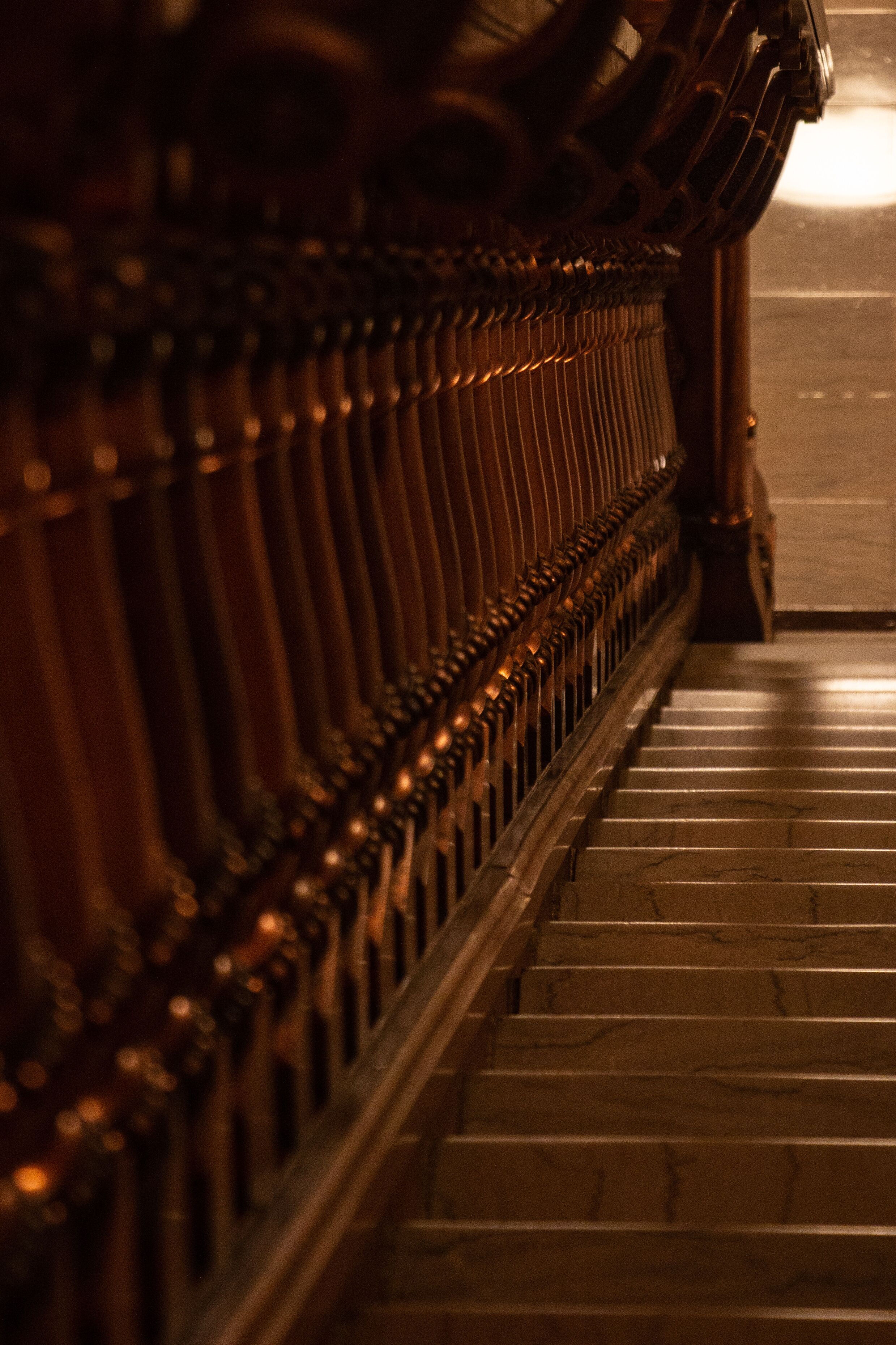 Marble Staircase with Brass Railing Topeka Kansas State Capitol