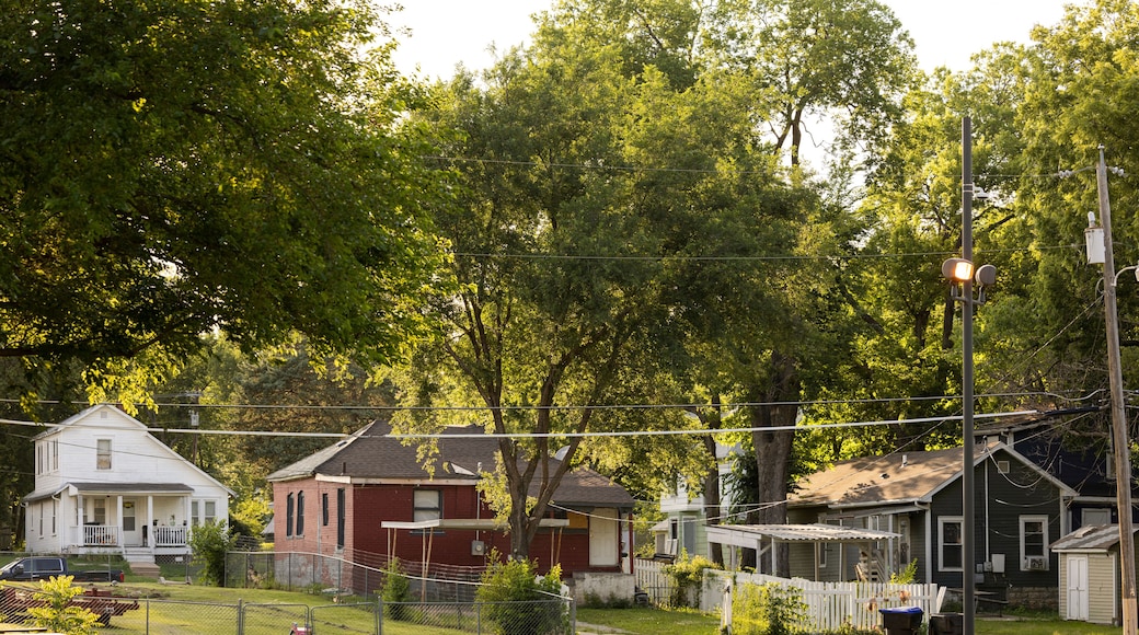View of single family homes in a neighborhood near downtown Topeka, Kansas, USA.